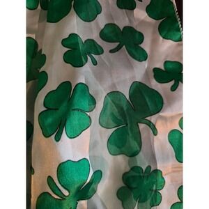 Green Shamrock Clover Sheer Scarf St Patricks Day Irish Holiday Wrap 58 Inch